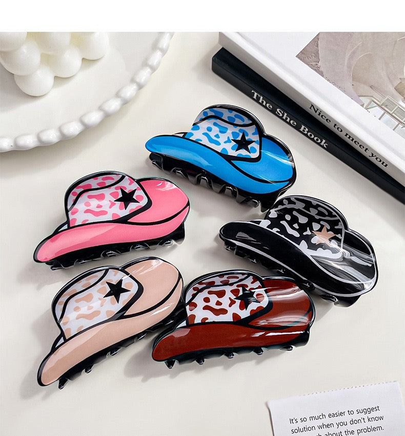 Saddle Up Your Style with Our Cowgirl Hat Hair Claw Clip - The Ultimate Western Charm for Your Mane!