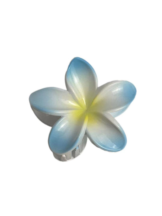 Blue Frangipani Hawaiian Flower Hair Claw Clip