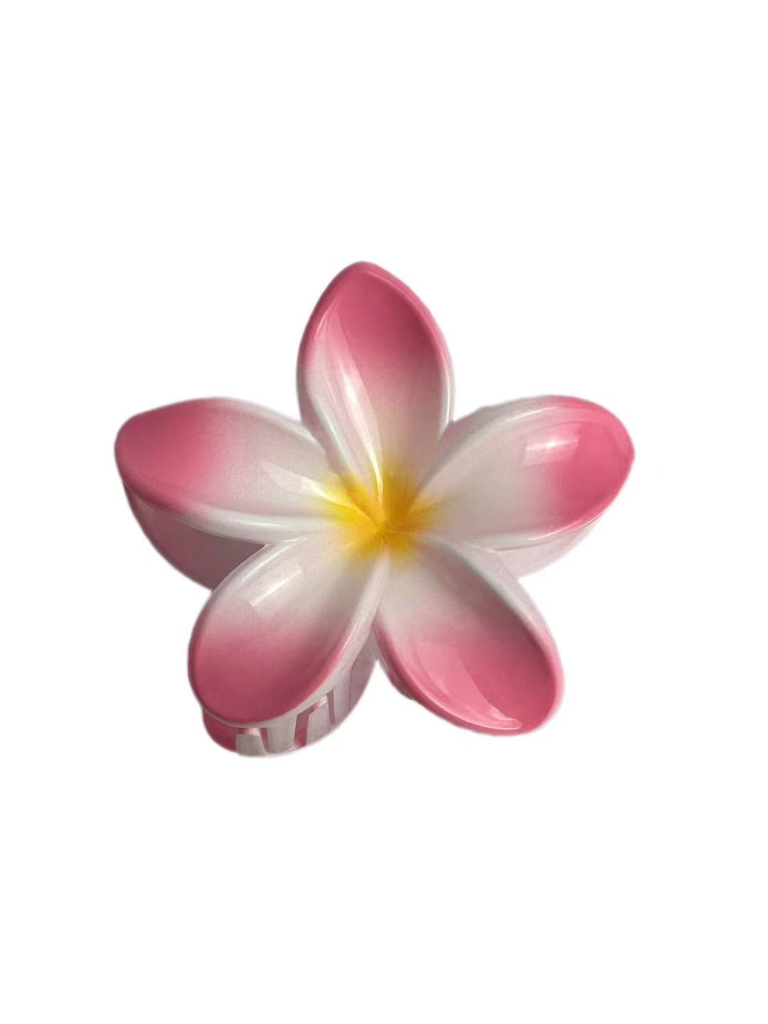 Pink Frangipani Hawaiian Flower Hair Claw Clip