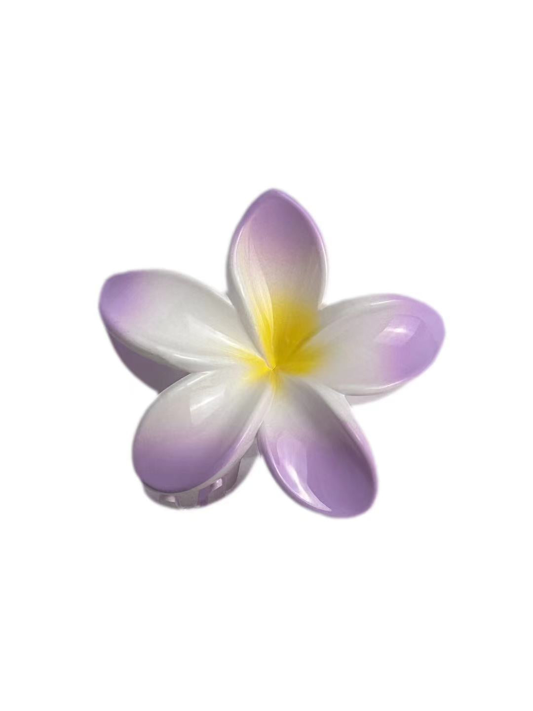 purple Frangipani Hawaiian Flower Hair Claw Clip