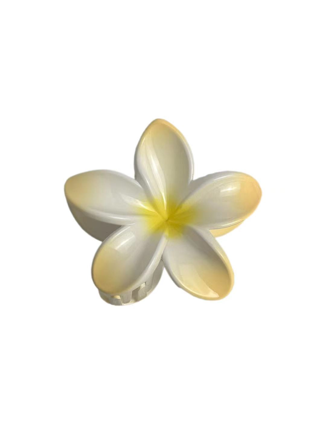 yellow Frangipani Hawaiian Flower Hair Claw Clip