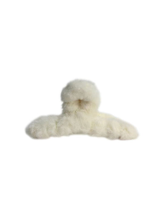 Fluffy Hair Claw Clip WHITE