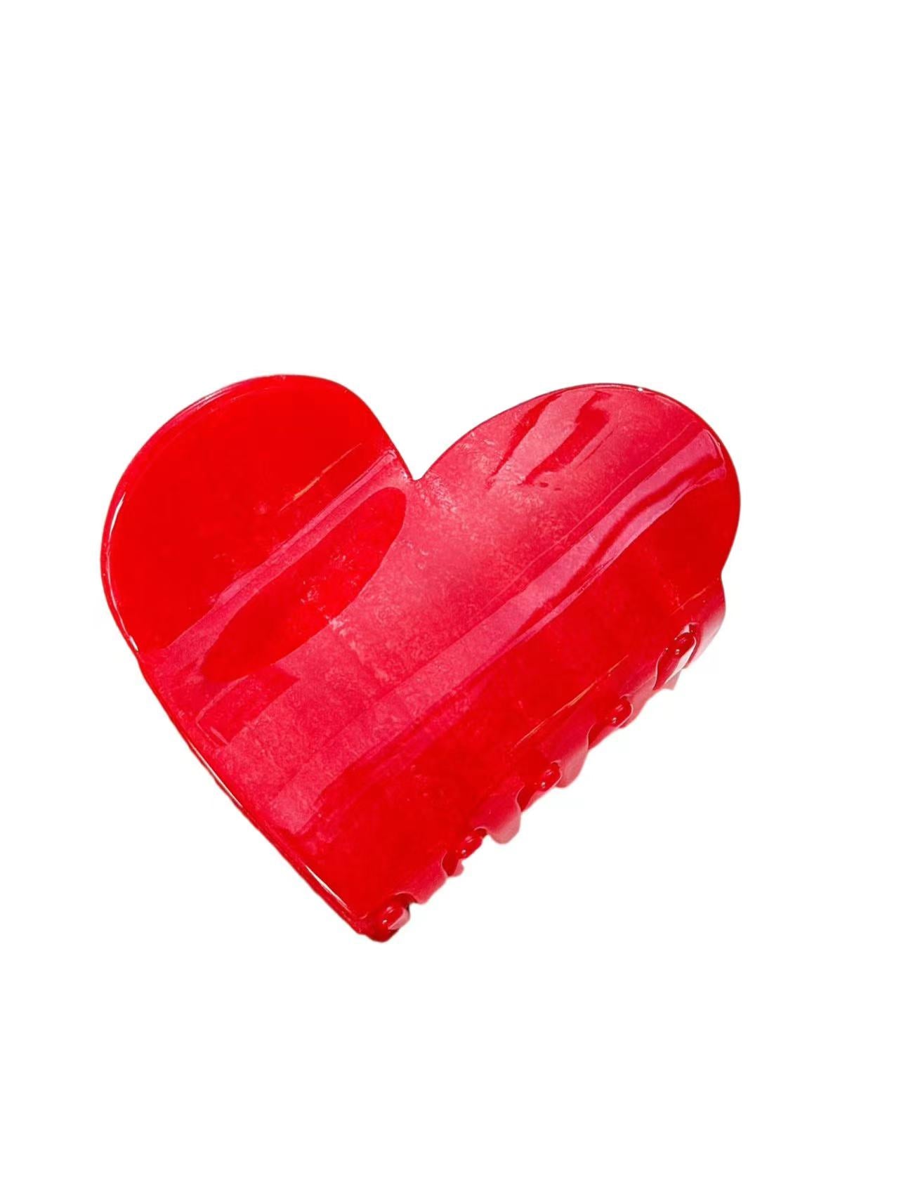 Heart hair claw clip red